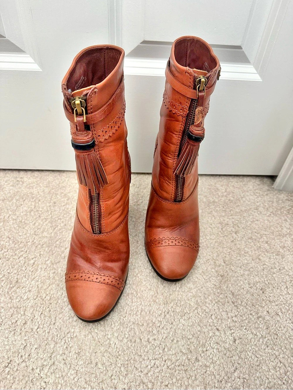 Tory Burch Women's Leather-Look Heeled Boots Brown US 6.5 - Picture 3 of 13